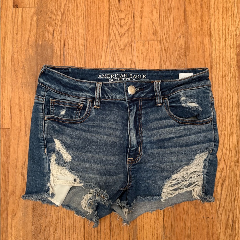 -American Eagle high-waisted distressed denim shorts